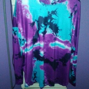 Tie-Dye Hoodie in Purple and Teal